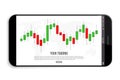 Creative vector illustration of forex trading diagram signals isolated on background. Buy, sell indicators with japanese