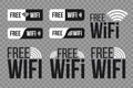 Creative vector illustration of free wifi icon symbol set isolated on transparent background. Art design wireless network for wlan