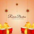 Creative vector illustration of happy rakhi with realistic gifts and crystal rakhi