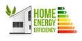 Creative vector illustration of home energy efficiency rating isolated on background. Art design smart eco house Royalty Free Stock Photo