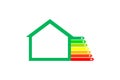 Creative illustration of house energy efficiency rating ecology green home improvement concept. House shape with energy. Royalty Free Stock Photo