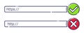 Creative vector illustration of http, https protocol connection ssl encryption web site isolated on transparent