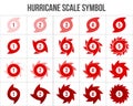 Creative vector illustration of hurricane scale indication icon symbol set isolated on transparent background. Art
