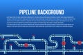 Creative vector illustration of industrial oil, water, gas pipe system and ware pipeline fittings, valves on background Royalty Free Stock Photo