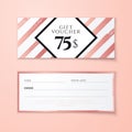 Vector illustration modern abstract gift voucher card template, discount coupon or certificate layout with geometric stripe patte