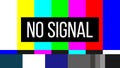 Creative vector illustration of no signal TV test pattern background. Television screen error. SMPTE color bars technical problems Royalty Free Stock Photo