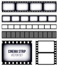 Creative vector illustration of old retro film strip frame set isolated on transparent background. Art design reel
