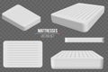 Creative vector illustration of padded comfortable sleeping white high quality comfortable double bed mattresses set