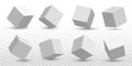 Creative vector illustration of perspective projections 3d cube model icons set with a shadow isolated on transparent