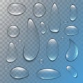 Creative vector illustration of pure clear water rain drops isolated on transparent background. Realistic clear vapor bubbles art Royalty Free Stock Photo