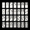 Creative vector illustration of realistic domino full set isolated on black background. Dominoes bones art design Royalty Free Stock Photo