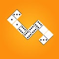 Creative vector illustration of realistic dominoes with on an orange background. Domino bone art design. Abstract