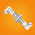 Creative vector illustration of realistic dominoes with on an orange background. Domino bone art design. Abstract