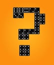 Creative vector illustration of realistic dominoes with a question mark on an orange background. Domino bone art design