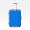 Creative vector illustration of realistic large polycarbonate travel plastic suitcase with wheels isolated on Royalty Free Stock Photo