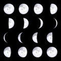 Creative vector illustration of realistic moon phases schemes isolated on transparent background. Art design lunar calendar. Diffe Royalty Free Stock Photo