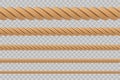 Creative vector illustration of realistic nautical twisted rope knots, loops for decoration and covering isolated on transparent b
