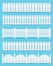 Creative vector illustration of rural wooden fences, pickets isolated on background. Art design. Garden silhouettes wall Royalty Free Stock Photo