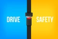 Creative vector illustration of safety seat belt, open and closed seatbelt isolated on transparent background. Art