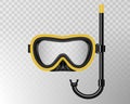 Creative vector illustration of scuba diving, swimming mask with snorkel, goggles, flippers isolated on transparent Royalty Free Stock Photo