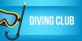 Creative vector illustration of scuba diving, swimming mask with snorkel, goggles, flippers isolated on transparent Royalty Free Stock Photo