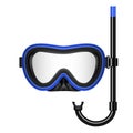 Creative vector illustration of scuba diving, swimming mask with snorkel, goggles, flippers isolated on transparent Royalty Free Stock Photo