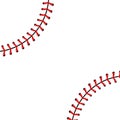 Creative vector illustration of sports baseball ball stitches, red lace seam isolated on transparent background. Art