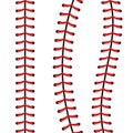 Creative vector illustration of sports baseball ball stitches, red lace seam isolated on transparent background. Art