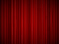 Creative vector illustration of stage with luxury scarlet red silk velvet drapes and fabric curtains isolated on background. Art d Royalty Free Stock Photo