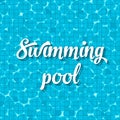 Creative vector illustration of swimming pool top view with reflection background. Art design of shimmering turquoise tropical cle