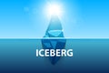 Creative vector illustration of under water antarctic ocean iceberg. Art design infographic template. Hidden danger of Royalty Free Stock Photo