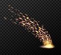 Creative vector illustration of welding metal fire sparks isolated on transparent background. Art design during iron Royalty Free Stock Photo