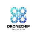 Creative vector logotype. Simple line Chip Drone Logo Icon Design