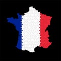 Vector map France from color puzzle made flag Royalty Free Stock Photo