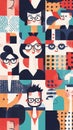 Creative vector pattern emphasizing team cohesion and corporate success.
