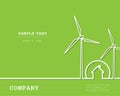 Creative vector with wind turbines, house. Renewable energy