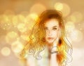 Creative Vector Woman Portrait with Colorful Bokeh