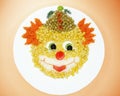 Creative vegetable food dinner clown form