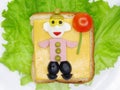 Creative vegetable sandwich with cheese and ham