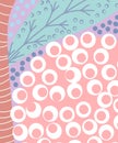 Artistic header with flowers and leaves. Graphic design. Hand drawn texture