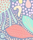 Artistic header with flowers and leaves. Graphic design. Hand drawn texture