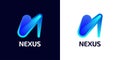 Creative and Vibrant Letter N Logo Design with Blue Gradient Concept