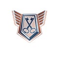 Creative vintage emblem with old keys, vector heraldic design, p Royalty Free Stock Photo
