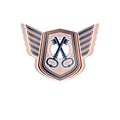 Creative vintage emblem with old keys, vector heraldic design, p Royalty Free Stock Photo