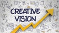 Creative Vision Drawn on White Brick Wall. Royalty Free Stock Photo