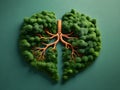 Representation of human lungs in the form of lush green grass and healthy trees, health day concept