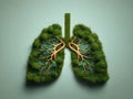 Representation of human lungs in the form of lush green grass and healthy trees, health day concept