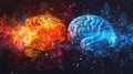 Creative vs Logical: The Human Brain\'s Hemispheres in Education, Science & Medicine - Conceptual Illustration Royalty Free Stock Photo