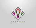 Creative W Letter Logo. Modern Abstract Square Geometric Initial W Icon Royalty Free Stock Photo
