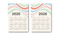 Creative 2026 Wall Calendar with Pastel Wavy Abstract Pattern Royalty Free Stock Photo